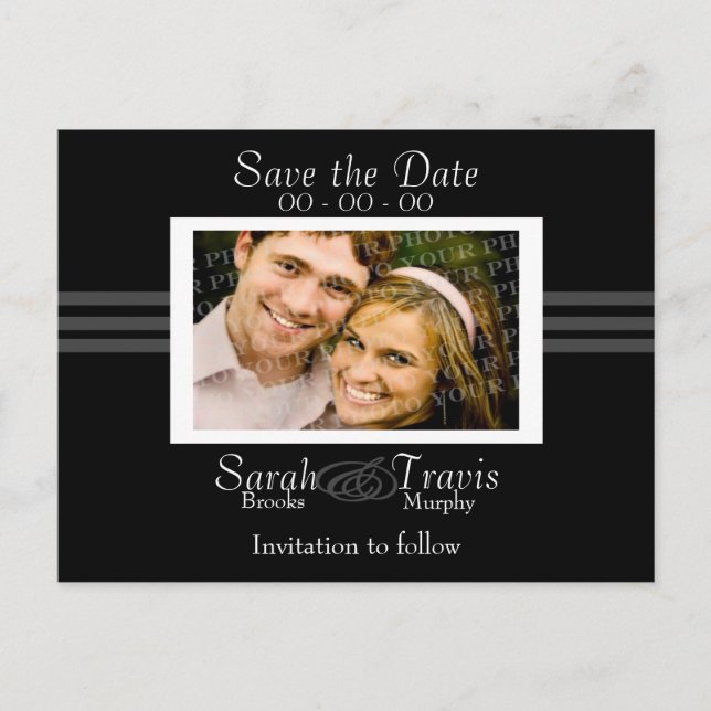 Cartão Postal De Anúncio Adicione sua própria foto - Preto (Frente)