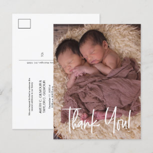 Cartão Postal De Anúncio Agradecimento Personalizado para Chá de Bebê de Gê