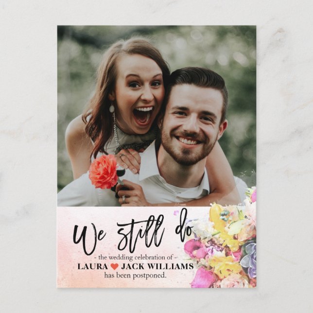 Cartão Postal De Anúncio Ainda Fazemos Adiamento De Casamento Reagendado Fo (Frente)