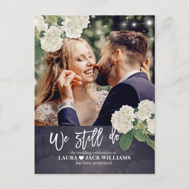 Cartão Postal De Anúncio Ainda Fazemos Adiamento De Casamento Reagendado Fo (Frente)