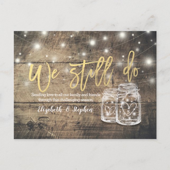 Cartão Postal De Anúncio Ainda Fazemos Jarras de Madeira para Casamento Adi (Frente)