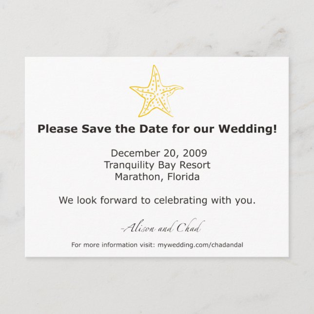 Cartão Postal De Anúncio Alison - Salvar a Data (Frente)