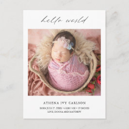 Cartão Postal De Anúncio Alô Elegante Moderno Mundo Foto Simples Nascimento