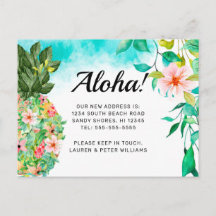 Cartão Postal De Anúncio Aloha Tropical Pineapple Rosa Floral Hawaii Movida