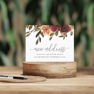 Cartão Postal De Anúncio Alteração de Endereço do Novo Buquê de outono