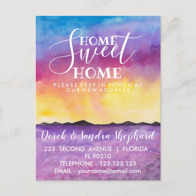 Cartão Postal De Anúncio Alteração de endereço movemos campos de lavanda (Frente)