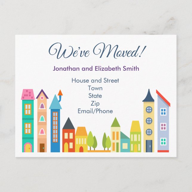 Cartão Postal De Anúncio Alteração moderna de endereço (Frente)