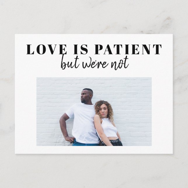 Cartão Postal De Anúncio Alterar a data de planos de foto de casamento virt (Frente)