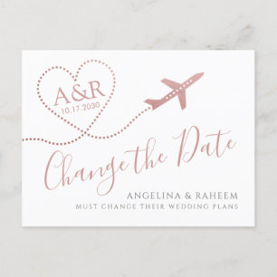 Cartão Postal De Anúncio Alterar o Casamento de Destino Dourado Rosa de Dat