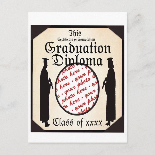 Cartão Postal De Anúncio Altura de Pé - Quadro Fotográfico do Diploma de Gr (Frente)