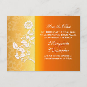 Cartão Postal De Anúncio amarelo salve a data na moda casamento postais