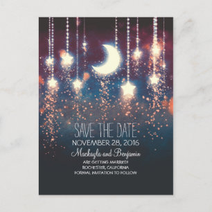 Cartão Postal De Anúncio amarre economias românticas das estrelas da lua