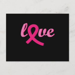 Cartão Postal De Anúncio Ame a Consciência do Cancer de Fita Rosa
