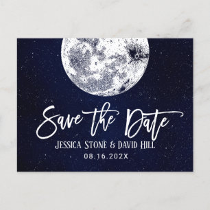 Cartão Postal De Anúncio Ame-o à Lua e ao Casamento de Volta Salve a Data 
