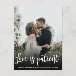 Cartão Postal De Anúncio Amor de Casamento é Paciente Adiado Foto Simples