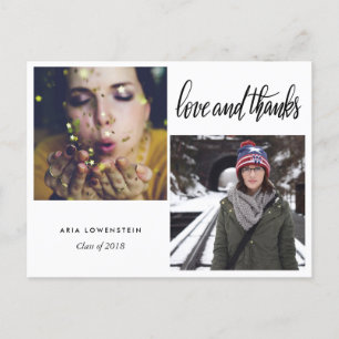 Cartão Postal De Anúncio Amor graduado e obrigados da tipografia duas