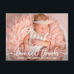 Cartão Postal De Anúncio Amor novo moderno do bebê e foto dos obrigados<br><div class="desc">Amor novo moderno e obrigados do bebê - obrigado cartão da foto - roteiro branco</div>