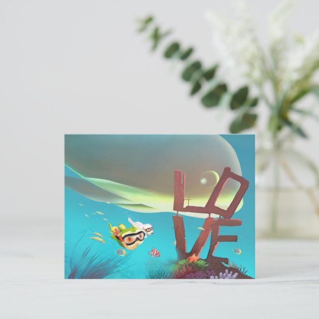 Cartão Postal De Anúncio Amor Subaquático (Em pé/Frente)