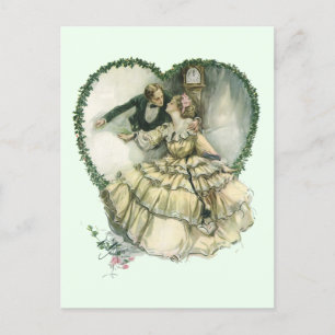 Cartão Postal De Anúncio Amor Vintage, Natal Romântico Salve a Data
