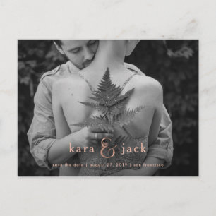 Cartão Postal De Anúncio Ampersand Dourada rosa   Foto para salvar a data