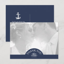 Cartão Postal De Anúncio Âncora Onda Azul Casamento Obrigado ID836