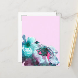 Cartão Postal De Anúncio Anéis com pétalas de rosa branca