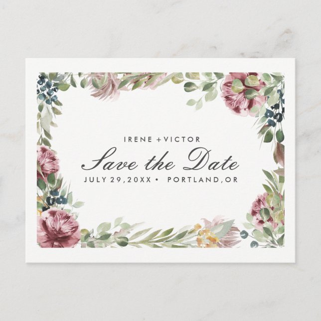 Cartão Postal De Anúncio Anemone Blush | Floral Chic CASAMENTO aviso com an (Frente)