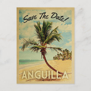 Cartão Postal De Anúncio Anguilla Salve A Árvore Da Palma Da Praia Da Data 