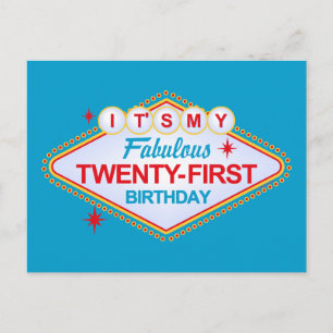 Cartão Postal De Anúncio Aniversário de 21 anos de Las Vegas
