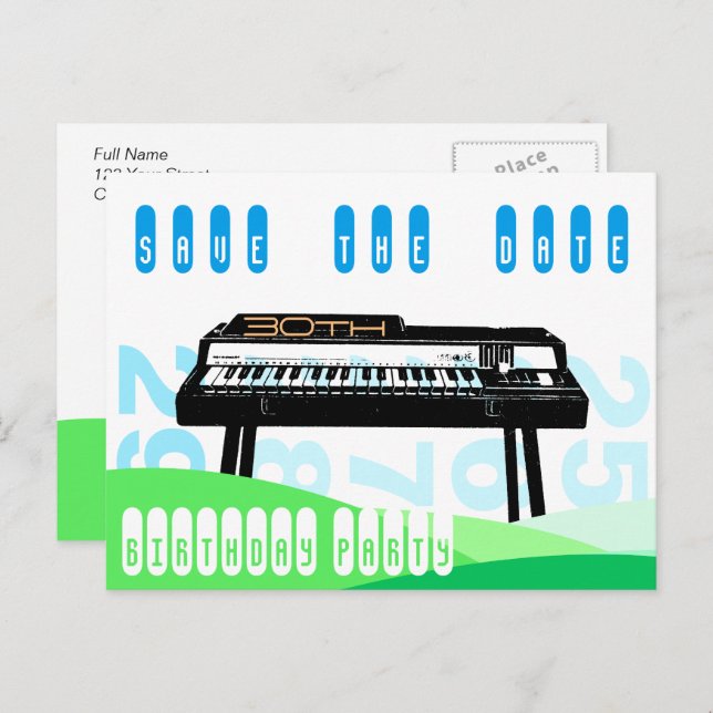 Cartão Postal De Anúncio Aniversário de 30 anos do Organ Salvar a Data (Frente/Verso)