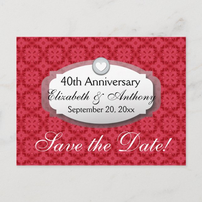 Cartão Postal De Anúncio Aniversário de 40 anos de Casamento Aniversário Ru (Frente)