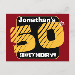 Cartão Postal De Anúncio Aniversário de 50 anos com Faixa de Número Listrad