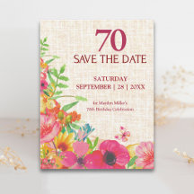 Aniversário de 70 anos Bold Floral Linen Save The 