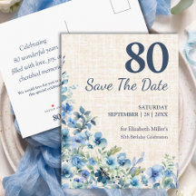 Aniversário de 80 anos Save the Date em Lino Botân