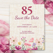 Aniversário de 85 anos Elegante Rosa Floral Salve