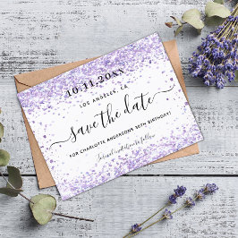 Cartão Postal De Anúncio Aniversário violeta violeta roxa, salvem a data