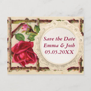 Cartão Postal De Anúncio Antiguidade Vitorítica Vintage rosa rustica