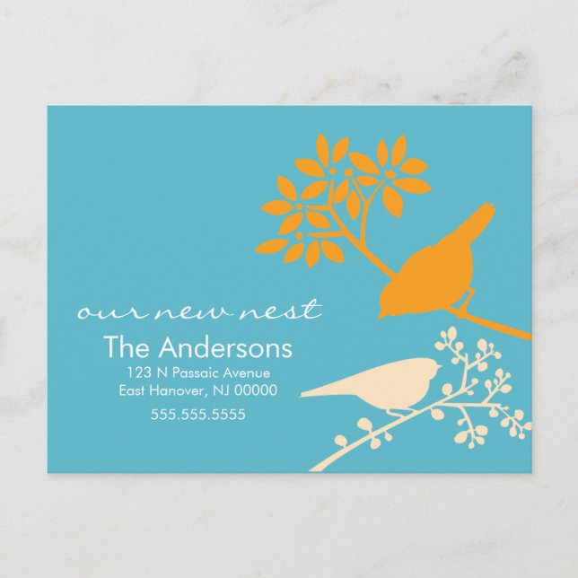 Cartão Postal De Anúncio Anunciamentos de Movimentação de Pássaros Colorido (Frente)