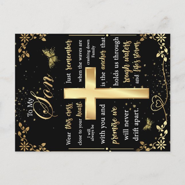 Cartão Postal De Anúncio Ao Meu Filho Presente, Borboleta Lover, Letra Flor (Frente)