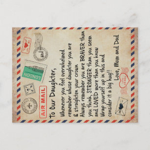 Cartão Postal De Anúncio Ao Meu Presente De Filha, Carta De Amor À Nossa Fi