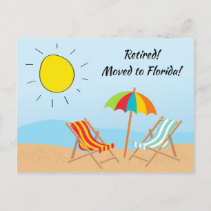 Cartão Postal De Anúncio Aposentado Mudou para Cena de Praia na Flórida Nov