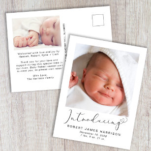 Cartão Postal De Anúncio Apresentando Fotos Bebê Nascimento