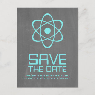 Cartão Postal De Anúncio Aqua Atomic Chalkboard Salvar Cartão-Postal de Dat