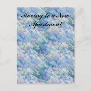 Cartão Postal De Anúncio Aquarela Azul Retro Apartamento Mudança de Endereç