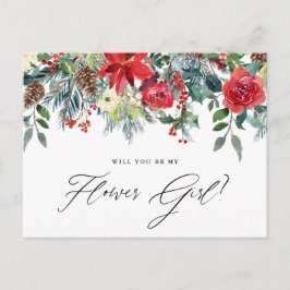 Cartão Postal De Anúncio Aquarela Festiva Floral Garland Flower Girl