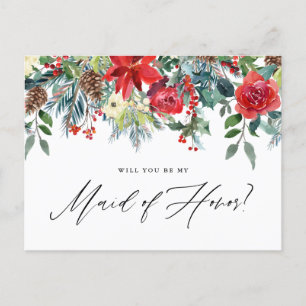Cartão Postal De Anúncio Aquarela Festiva Floral Madrinha de casamento
