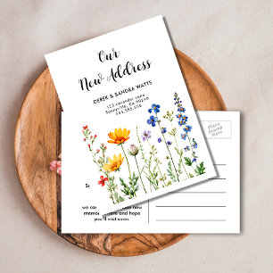 Cartão Postal De Anúncio Aquarela Flores Silvestres   Nós nos Mudamos Mudan