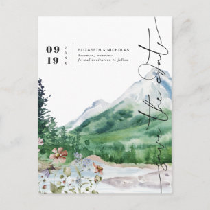 Cartão Postal De Anúncio Aquarela Montanha de Flores Silvestres   Salve a D