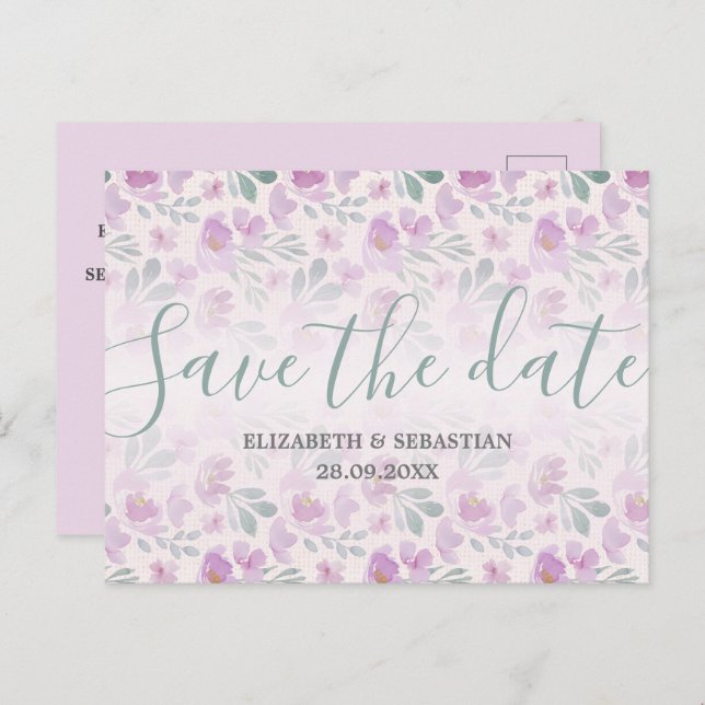 Cartão Postal De Anúncio Aquarela Peônia Ombre  (Frente/Verso)