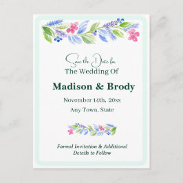 Cartão Postal De Anúncio Aquarelas pintadas Manipuladamente Floral SALVAR A